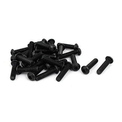 Image of sourcingmap M6x25mm 10.9 Alloy Steel Button Head Hex Socket Cap Screw Bolt Black 30pcs