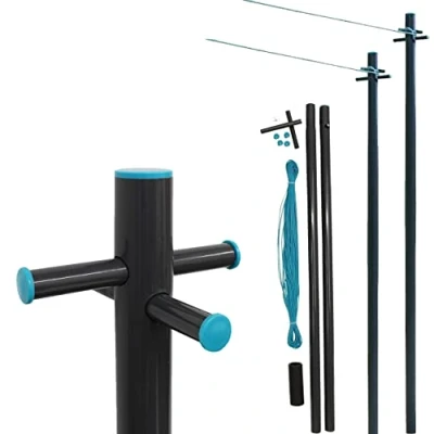Image of MUSAN 2.4m Large Clothes Post 30m Washing Line Heavy Duty Galvanized Steel Pole Standard Outdoor Home Garden Support Ground Socket Towel Hanging Dryer Laundry Clothesline