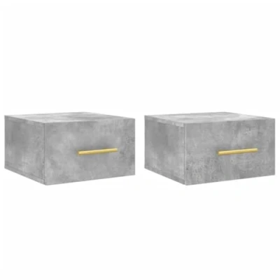 Image of vidaXL Wall Mounted Bedside Cabinets in Concrete Grey, Built with Moisture Resistant Engineered Wood, Ample Storage Space, Ideal for Compact Spaces