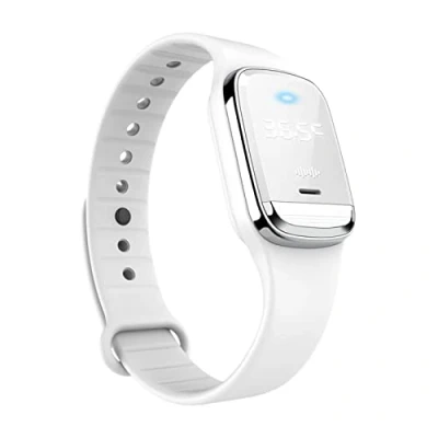 Image of Mosquito Repellent Watch Ultrasonic, Andoer Temperature Measurement Bracelets Ultrasonic Bands Deet Free Bug Insect Band Reusable Long Protection Support Clock White