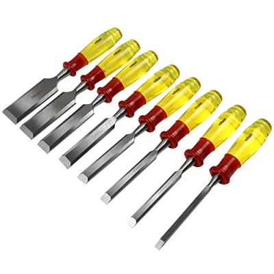 Image of Rolson 56180 Wood Chisel Set with Clear Handle, Transparent, 8pc