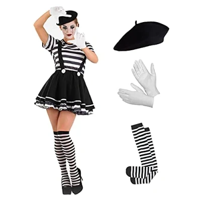 Image of Fun Shack Mime Costume Women, French Costume, Womens Fancy Dress, Artist Small