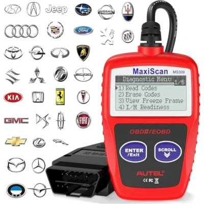 Image of Autel MaxiScan MS309 OBD2 Scanner Check Engine Fault Code Reader, Read/Clear Codes, View Freeze Frame Data, I/M Readiness Smog CAN Diagnostic Scan Tool Black&amp;Red