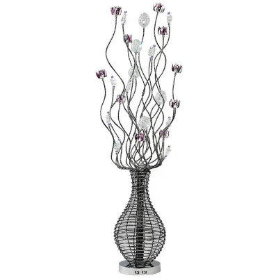 Image of (DH) Viola Floor Lamp 7 Light G4 Black/Purple/Chrome/Crystal, NOT LED/CFL Compatible