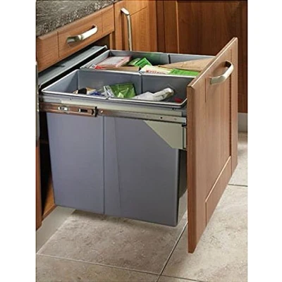 Image of Pull Out Kitchen Waste/Recycle Soft Close Bin for 600mm Cabinet Front Fixing Cabinets (34L + 34L)