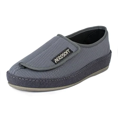 Image of Aerosoft Low Shoe 6072 4P, Ladies, Men, Rehab Shoe, Bandage Slipper (Grey, UK_Footwear_Size_System, Adult, Women, Numeric, Medium, Numeric_6)