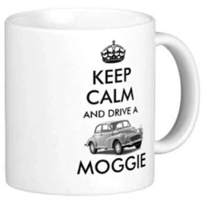 Image of NOVELTY Keep Calm and Drive A moggie ≈ Mug Gift for Classic Morris Minor 1000 moggy Saloon car Van Pickup Traveller Owner Carry on Style Mugs REF M44