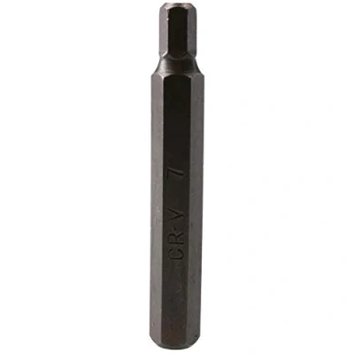 Image of 7mm Hex Allen Key Bit 75mm Length 10mm Shank Chrome Vanadium Hardened Tip