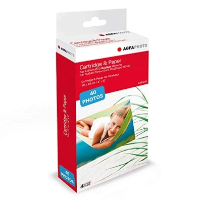 Image of Agfa Photo Cartridge and Paper 40 Photos 10 x 15 cm AMOC Compatible Realipix Moments Kodak PD450, PD480 PD450WIFI