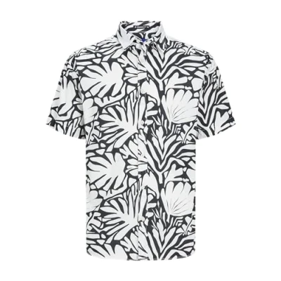Image of JACK&amp;JONES PLUS Men&#039;s Jorjoshua Aruba Shirt Ss Pls Short Sleeved, Cloud Dancer/AOP: Abstract, 4XL