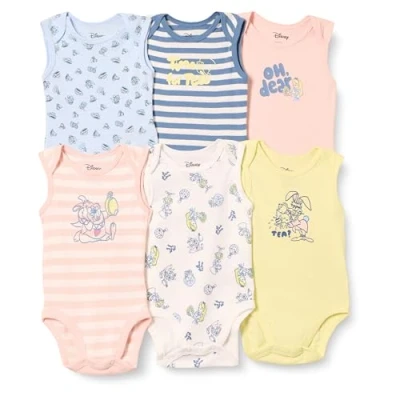 Image of Amazon Essentials Disney Marvel Star Wars Princess Sleeveless Bodysuits Infant and Toddler Costumes, Alice Tea Party, Premature, Pack of 6
