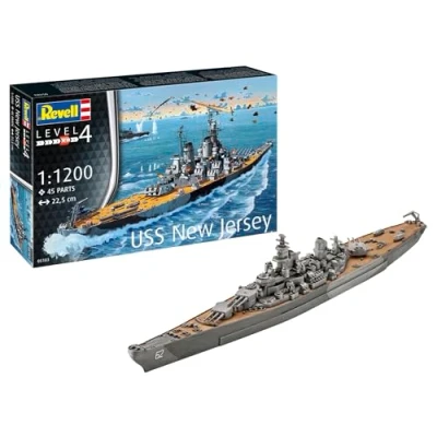 Image of Revell 05183 Battleship USS New Jersey 1:1200 Scale Unbuilt/Unpainted Plastic Model Kit Vehicle, Moulded Color