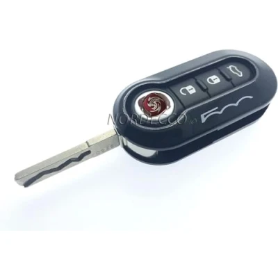Image of Nordecco Fiat 500 Key Case Cover Fits For 500C 500L Abarth Grande Punto Brava Panda Stilo Linea 3 Button Flip (Black White)