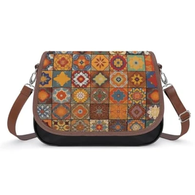 Image of Leather Bag Group of Moroccan Geometric Soft Faux Handbag Shoulder Women&#039;s Wallets And Handbags Top Handle Satchels, Geometric, One Size