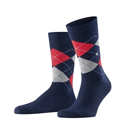 Image of Burlington Men&#039;s King Socks Cotton Black White More Colours Mid Calf Length Colourful Patterned For Summer Or Winter Work Casual Looks 1 Pair