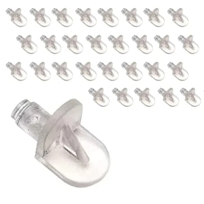 Image of 30 Clear Plastic 5mm M5 Shelf Supports Stud Pegs Kitchen Cabinets Flat Pack Furniture Spare Parts