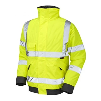 Image of Leo Workwear Chivenor PU Coated Polyester Warm Quilt Lining Bomber Jacket, Large, Hi Vis Yellow