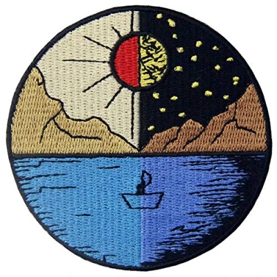 Image of from Day to Night Explore Outdoor Patch Embroidered Badge Iron On Sew Emblem
