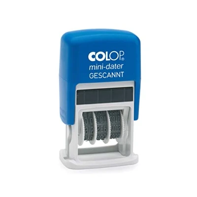 Image of COLOP S160 Mini Date Stamp with Scanned Text Blue/Red