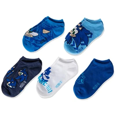 Image of Sonic The Hedgehog Boys&#039; 5 Pack No Show Socks Casual, Blue, 6 8.5