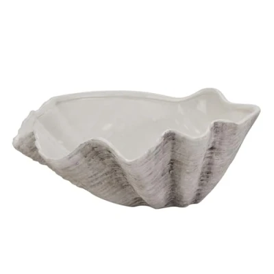 Image of Large Ceramic Adele Shell Bowl L40 x W40 H16 cm White