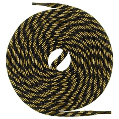 Image of Mount Swiss© Hiking and Work Boot Laces Extra Strong Round Polyester Diameter 5 mm Length 70 220 cm black black/yellow