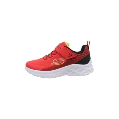 Image of Skechers Unisex Kids Boys Trainers, Red Textile Synthetic Black Trim, 1.5 UK