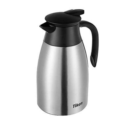 Image of Tiken 1.5L Thermal Coffee Carafe Jug, Stainless Steel Insulated Vacuum Pot Flask for Tea Hot and Cold Drinks