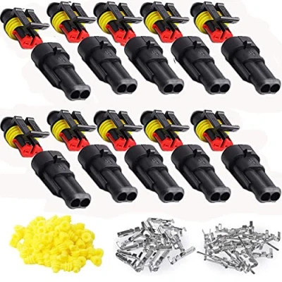Image of RUNCCI YUN 10 Kit 2 Pin Waterproof Electrical Connector Kit, Car Wire Connector, Waterproof, Dustproof, Insulated and Sealed, 1.5mm Series Terminal