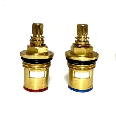 Image of 24 Spline Tap Valve Short Cartridge 46mm B6 Size 1/4 Turn Kitchen Basin Pair Hot Cold