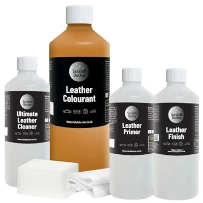 Image of Scratch Doctor Full Leather Recolouring Kit Restore &amp; Change Colour of Furniture, Sofas, Car Seats More (Tan, 250ml)