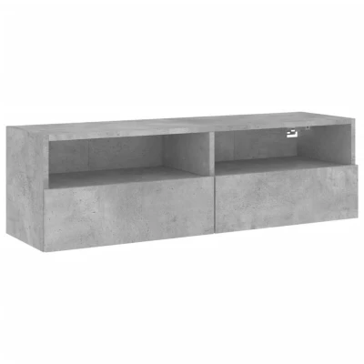 Image of vidaXL Engineered Wood TV Wall Cabinet Grey, Spacious, Mounted Design with Shelves, Compartments, Modern Style for Living Room