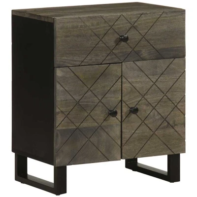 Image of vidaXL Nightstand/Bedside Cabinet Solid Mango Wood Black 50x33x60 cm Bedroom/Office