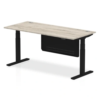 Image of Air 1800x800 Height Adjustable Desk Grey Oak CP Black Leg Modesty Pnl