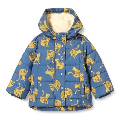Image of Amazon Essentials Girls&#039; Heavyweight Hooded Puffer Jacket, Blue Cat, 11 12 Years