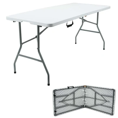 Image of Crystals HEAVY DUTY 6FT FOLDING CATERING CAMPING KITCHEN TABLE TRESTLE PICNIC PARTY