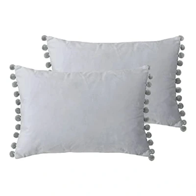 Image of Paoletti Fiesta Twin Pack Polyester Filled Cushions, Dove/Silver, 2 Count (Pack of 1)