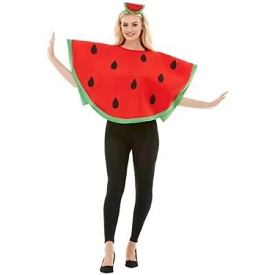 Image of Funidelia Watermelon costume for men &amp; women One Size Fruit, Food Red Costumes adults fancy dress props Halloween, carnival parties