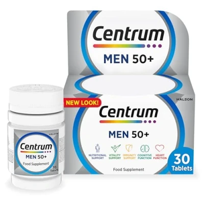 Image of Centrum Men 50+ Multivitamin Tablets for Men, 30 Tablets, Vitamins with 23 Essential Nutrients, including Vitamin C, D and Zinc (Packaging Tablet colour may vary slightly)