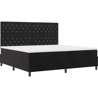 Image of vidaXL Box Spring Bed with Mattress &amp; LED Black 200x200 cm Velvet