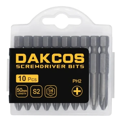 Image of DAKCOS PH2 Torx Bit, 10PCS Impact Driver Bits, 1/4&quot; Screwdriver Bit Sets, Premium S2 Alloy Steel 50mm Long