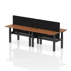 Image of Air B2B 1400x600mm Adjustable 4P Bench Desk CP Walnut/Black + Screen