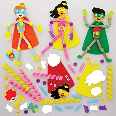 Image of Baker Ross FE403 Star Hero Pipe Cleaner Craft Kit Pack of 4, Childrens Arts and Crafts Activity, Kids Set to Make Decorate