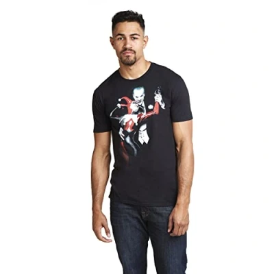 Image of DC Comics Men&#039;s Joker &amp; Harley T Shirt, Black, XXL UK