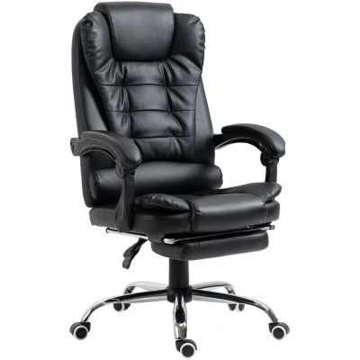 Image of HOMCOM PU Leather Home Office Chair High Back Computer with Swivel Wheels Black