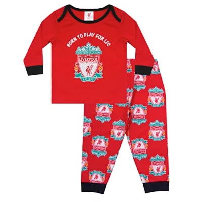 Image of Liverpool FC Official Football Gift Boys Kids Baby Pyjamas Crest 12 18 Months