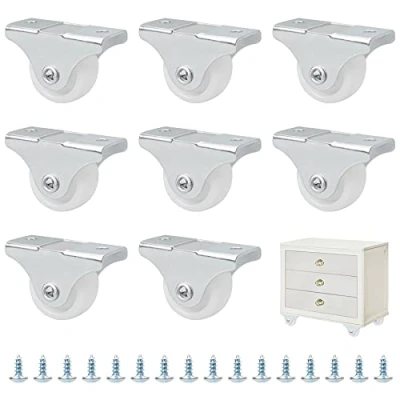 Image of YSDMY 8 Pack Mini Castors Wheels 25mm Non Swivel Metal Plate with Screws,for DIY Furniture Drawer Table Equipment Fixed Castor Replacement