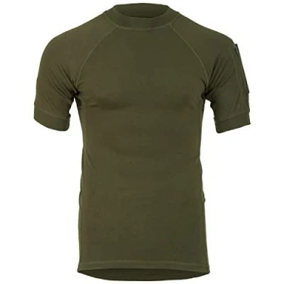 Image of Highlander Combat Tactical T Shirt Stretch Cotton Pockets on Sleeve Black (Medium)