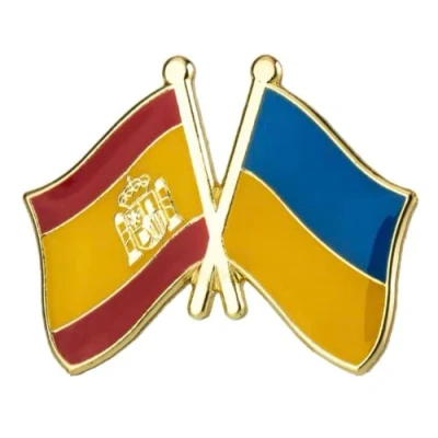 Image of Spain &amp; Ukraine Ukrainian Spanish Friendship National Flag Metal Enamel Pin Badge