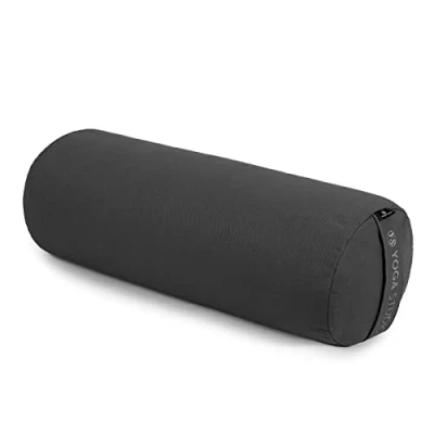 Image of Yoga Studio Bolster Cushion EU Organic Buckwheat Hulls Filling (GOTS Certified) Removable Washable Cotton Outer Cover Great for Yoga, Meditation (Grey)
